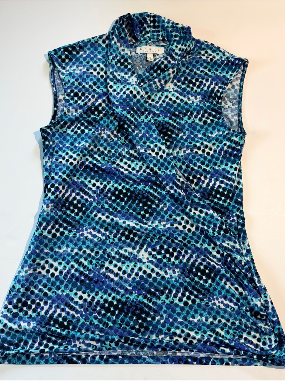 Chaus Blue Teal Printed Sleeveless Top